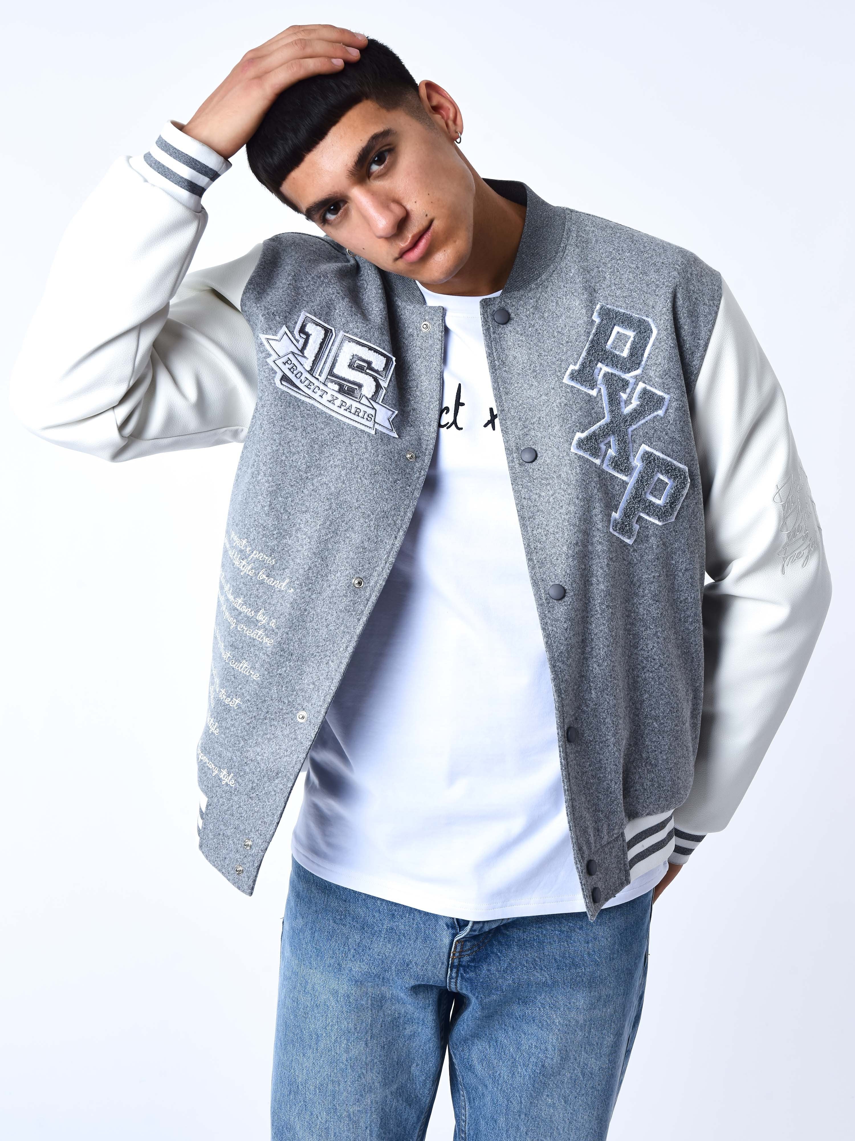 Veste oversize style universitaire avec écusson brodés – PXP