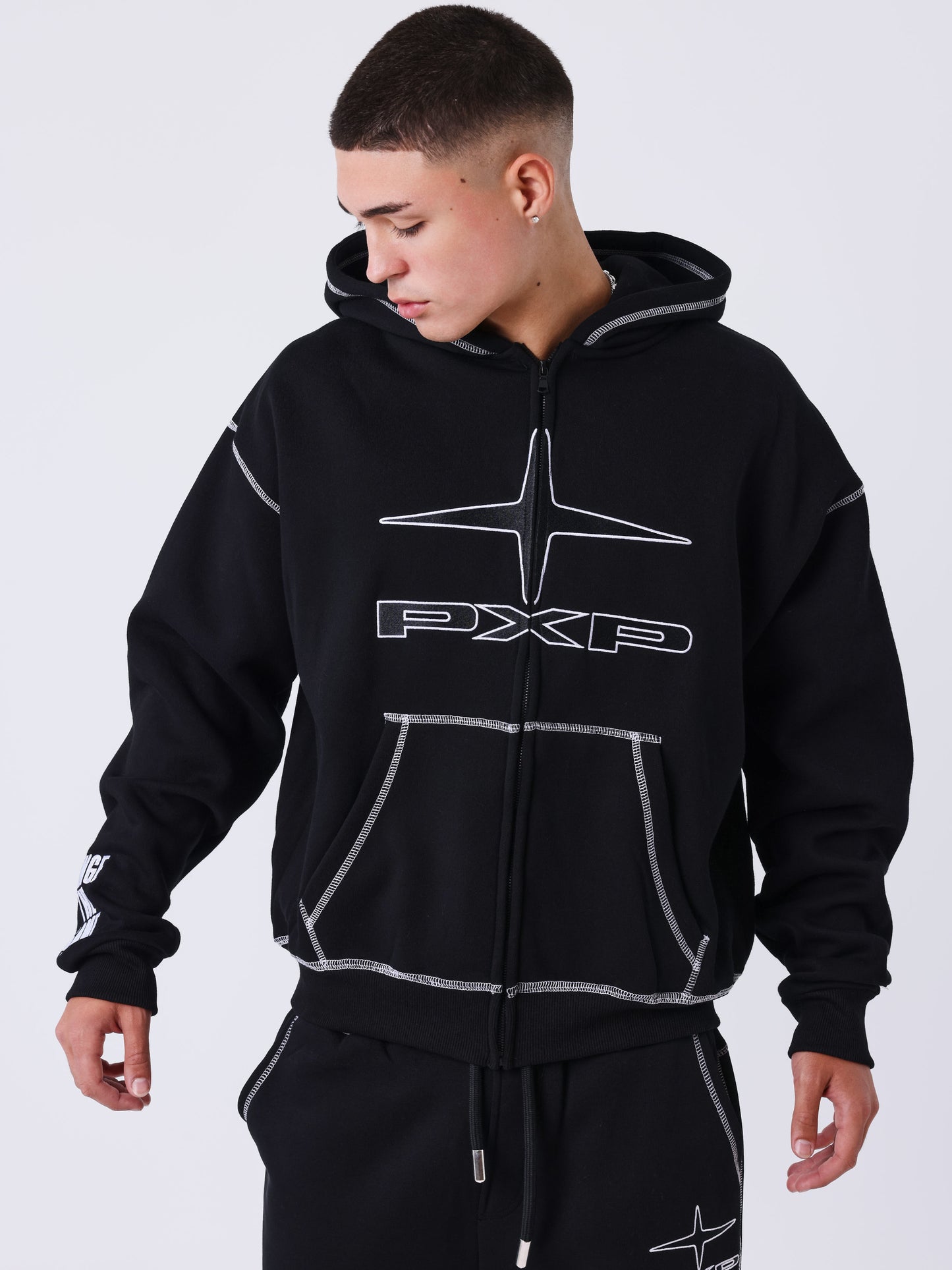 Uk Drip gewatteerde hoodie met rits