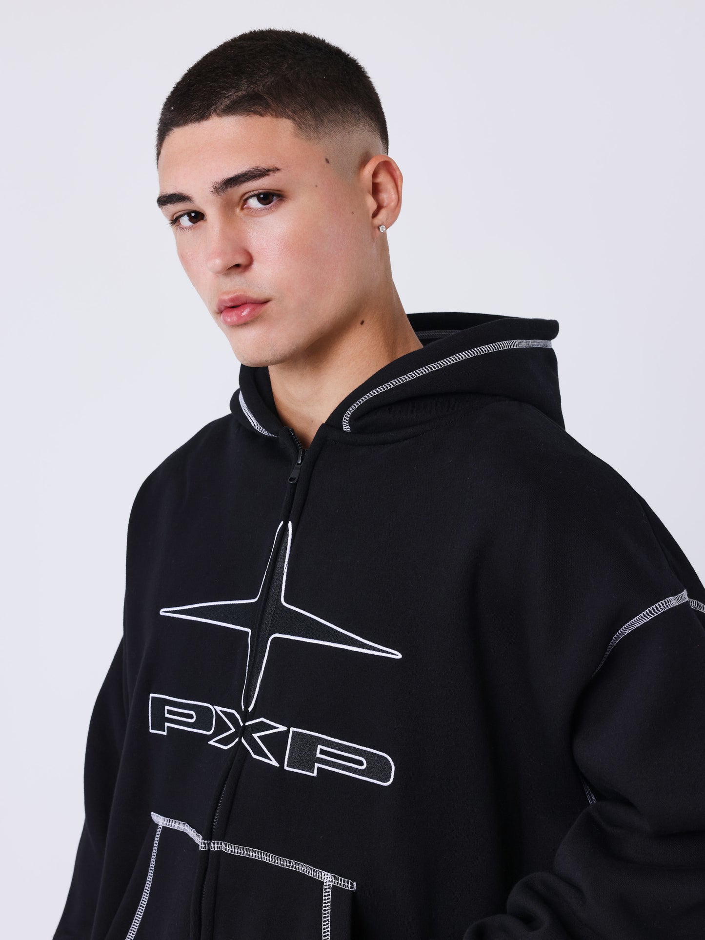 Uk Drip gewatteerde hoodie met rits