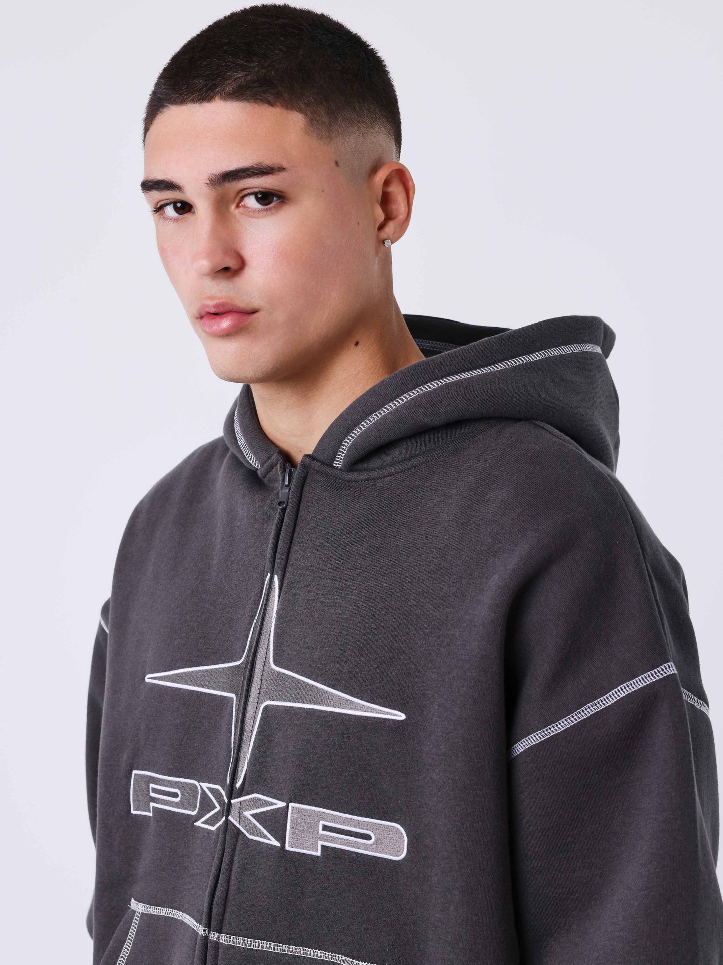 Uk Drip gewatteerde hoodie met rits