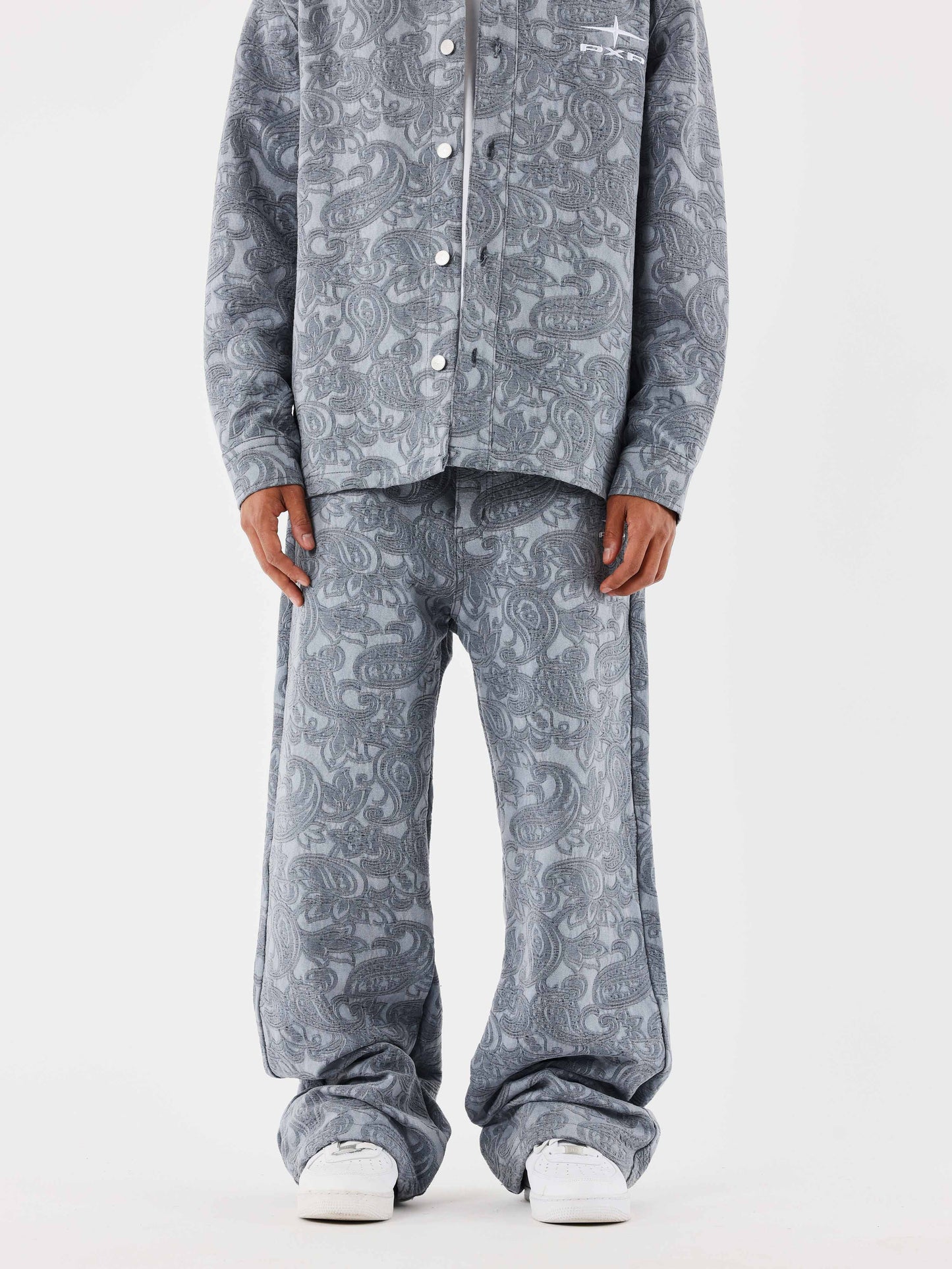Kalash x PXP pants with bandana patterns|||NEXT|||Kalash x PXP trousers featuring bandana motifs|||NEXT|||Kalash x PXP patterned bandana pants