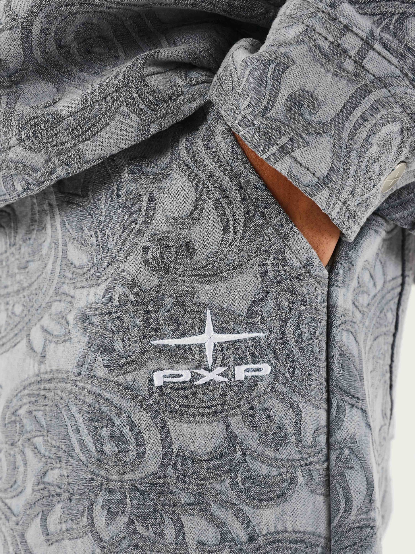 Kalash x PXP pants with bandana patterns|||NEXT|||Kalash x PXP trousers featuring bandana motifs|||NEXT|||Kalash x PXP patterned bandana pants