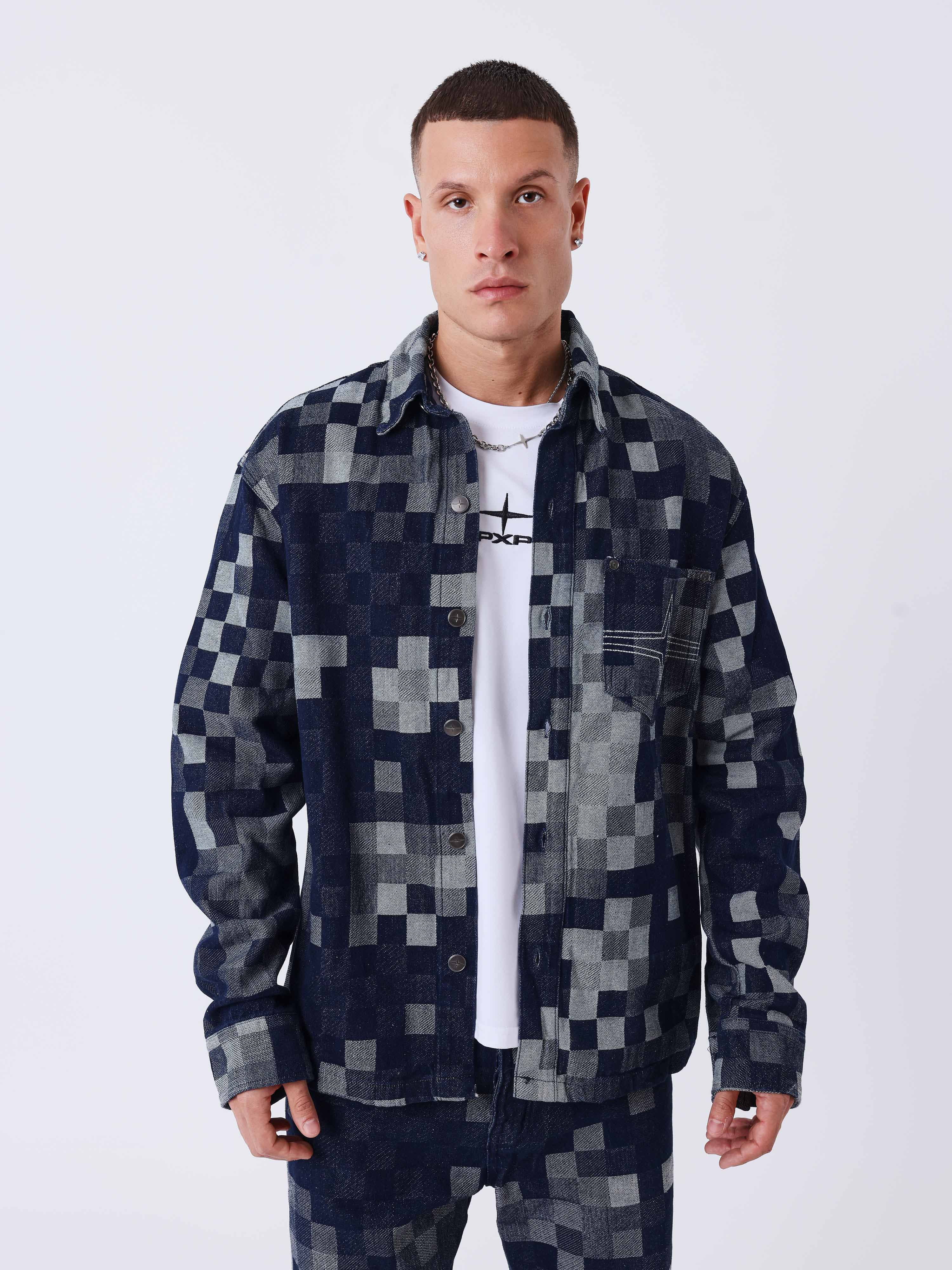 Pixelated Checkered Denim Jacket – PXP