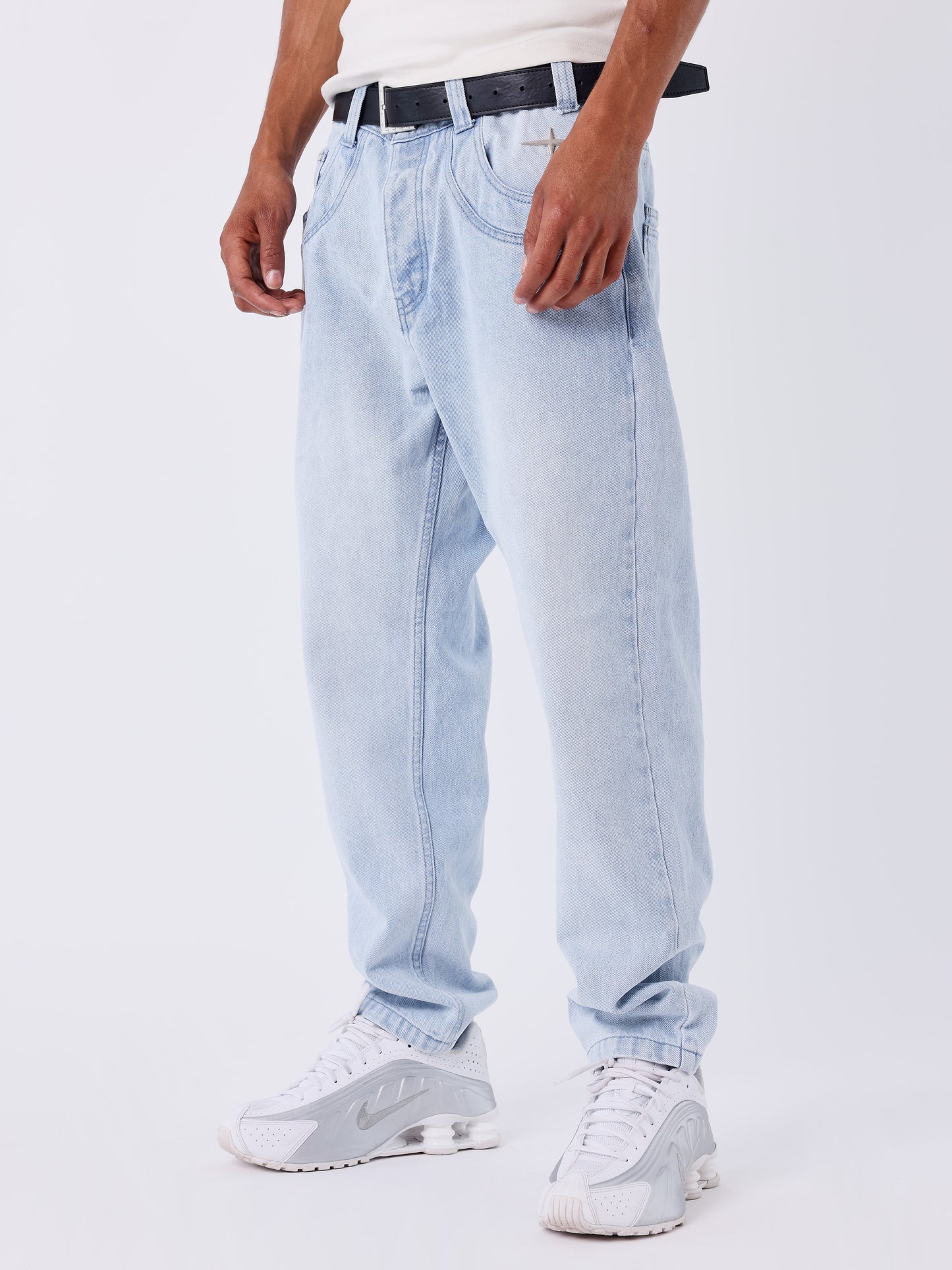 Slim fit faded blue denim jeans