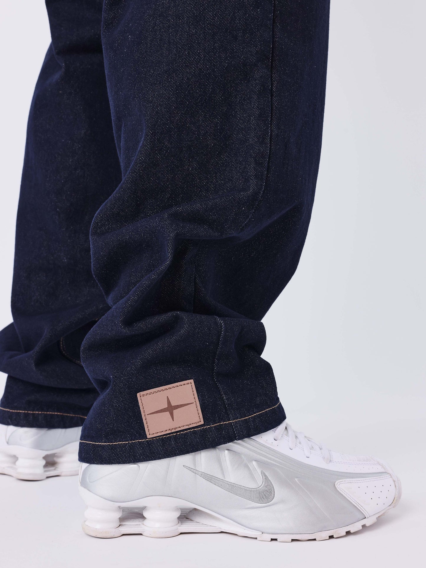 Jeans baggy in denim grezzo
