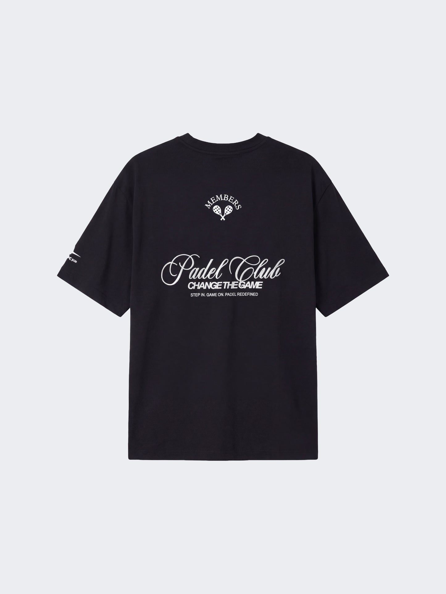 Herr T-shirt med tryck och broderat Champion-motiv