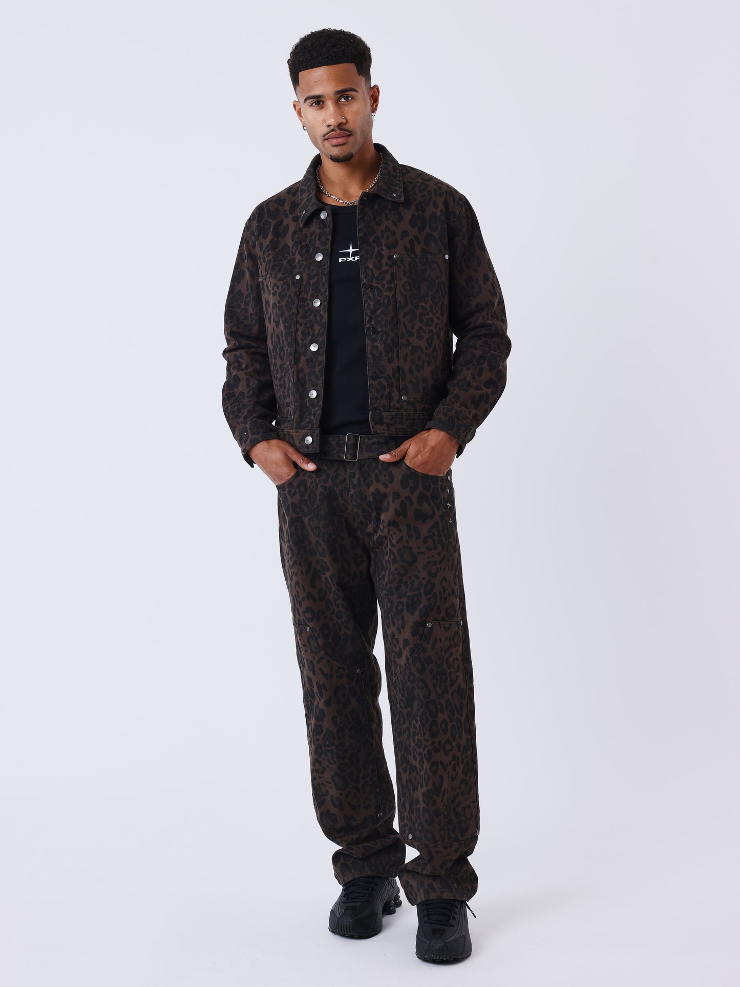 Veste denim léopard