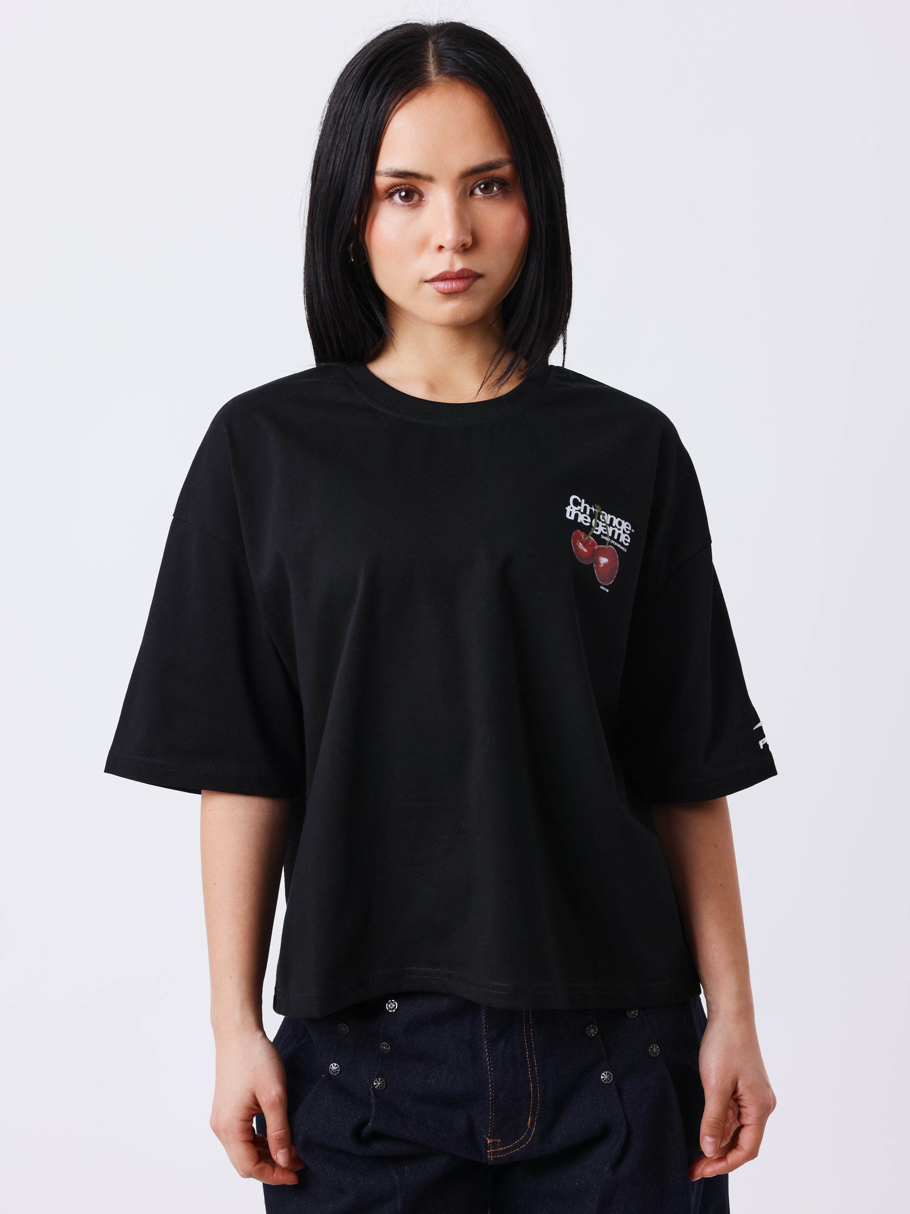 Cherry print T-shirt front and back – PXP