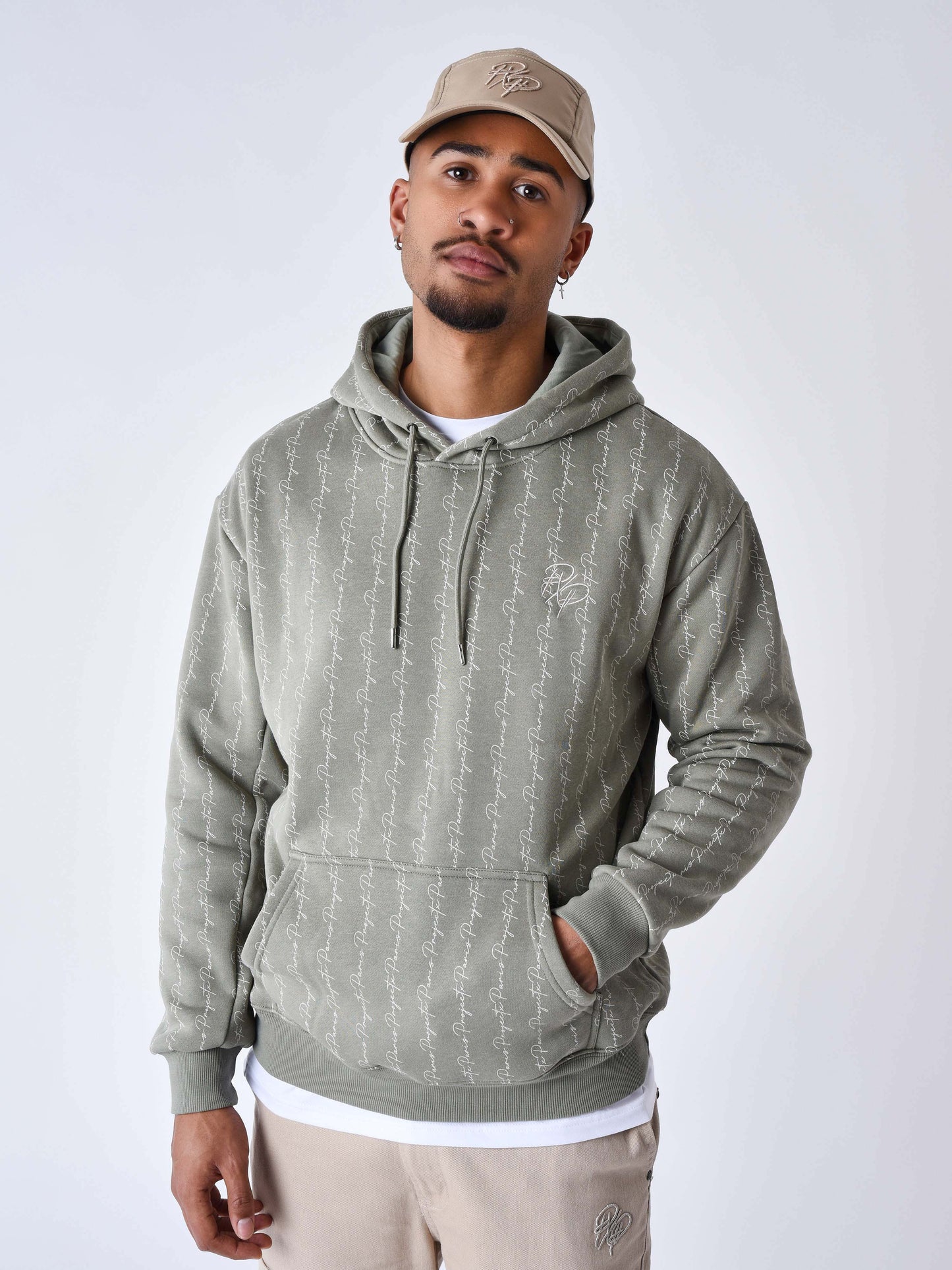 sweat-a-capuche-imprime-ink-drip-olive