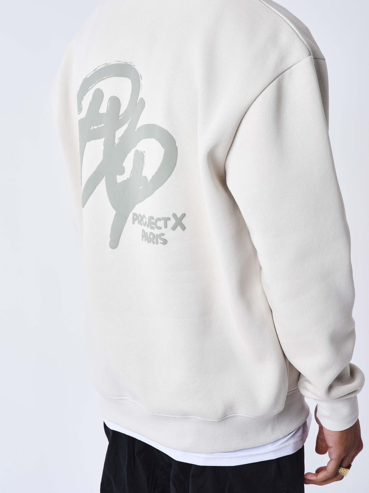 sweat-col-rond-motif-graph-greige