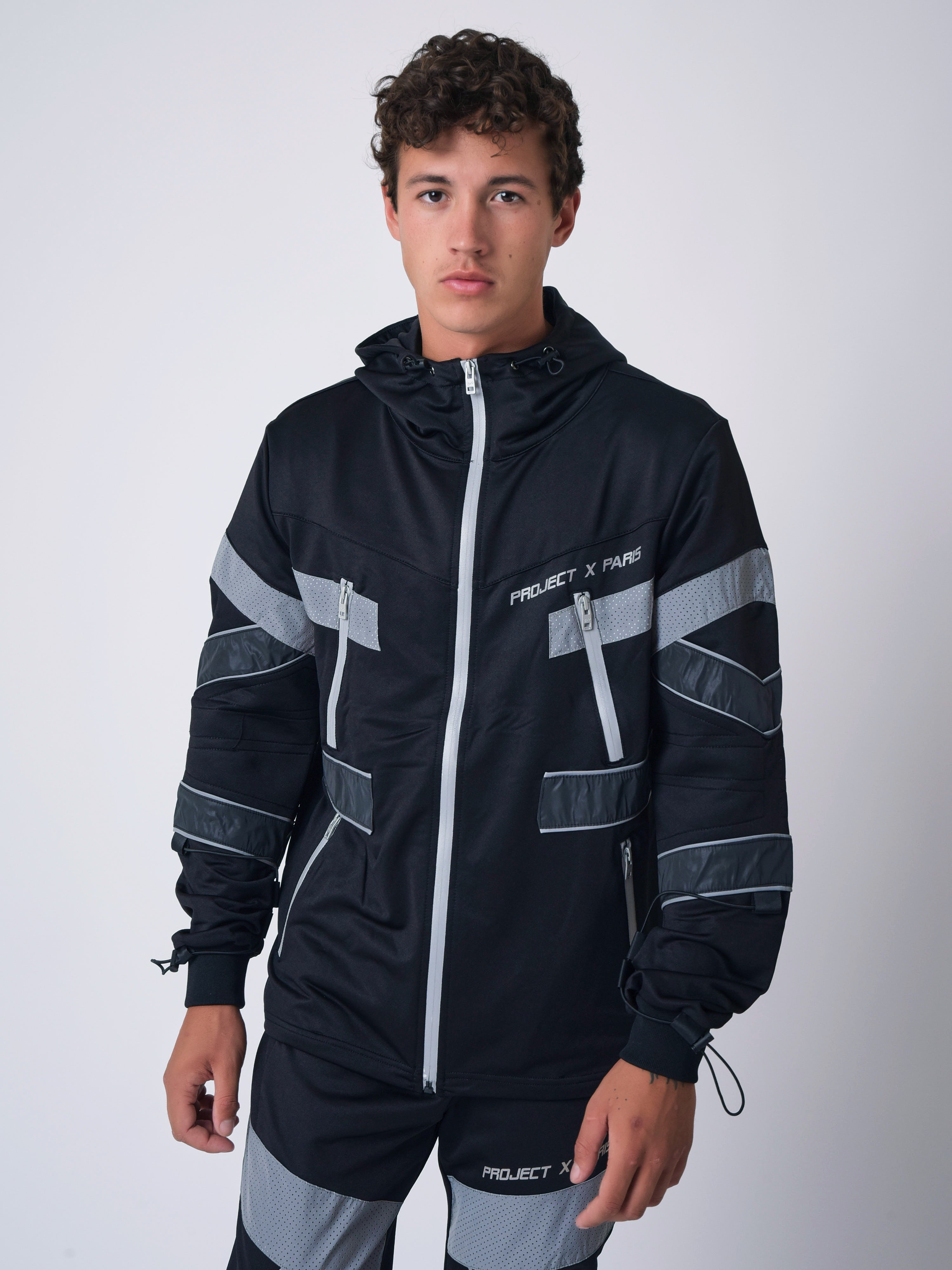 Mid-length reflective biker style jacket-1