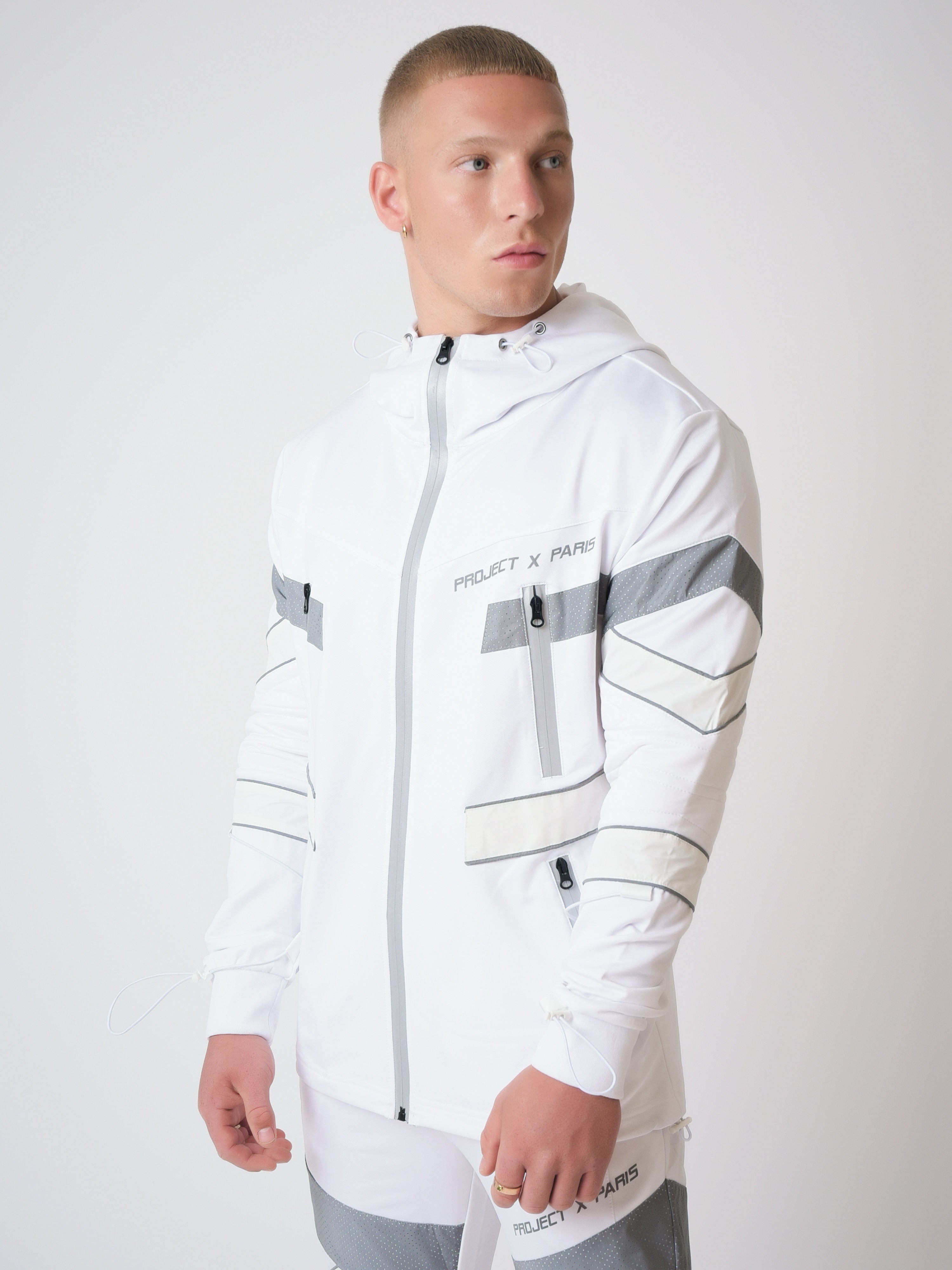 Mid-length reflective biker style jacket-5