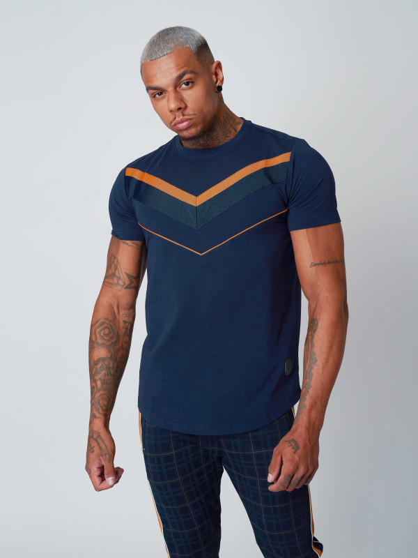 Tee shirt bande V à piping