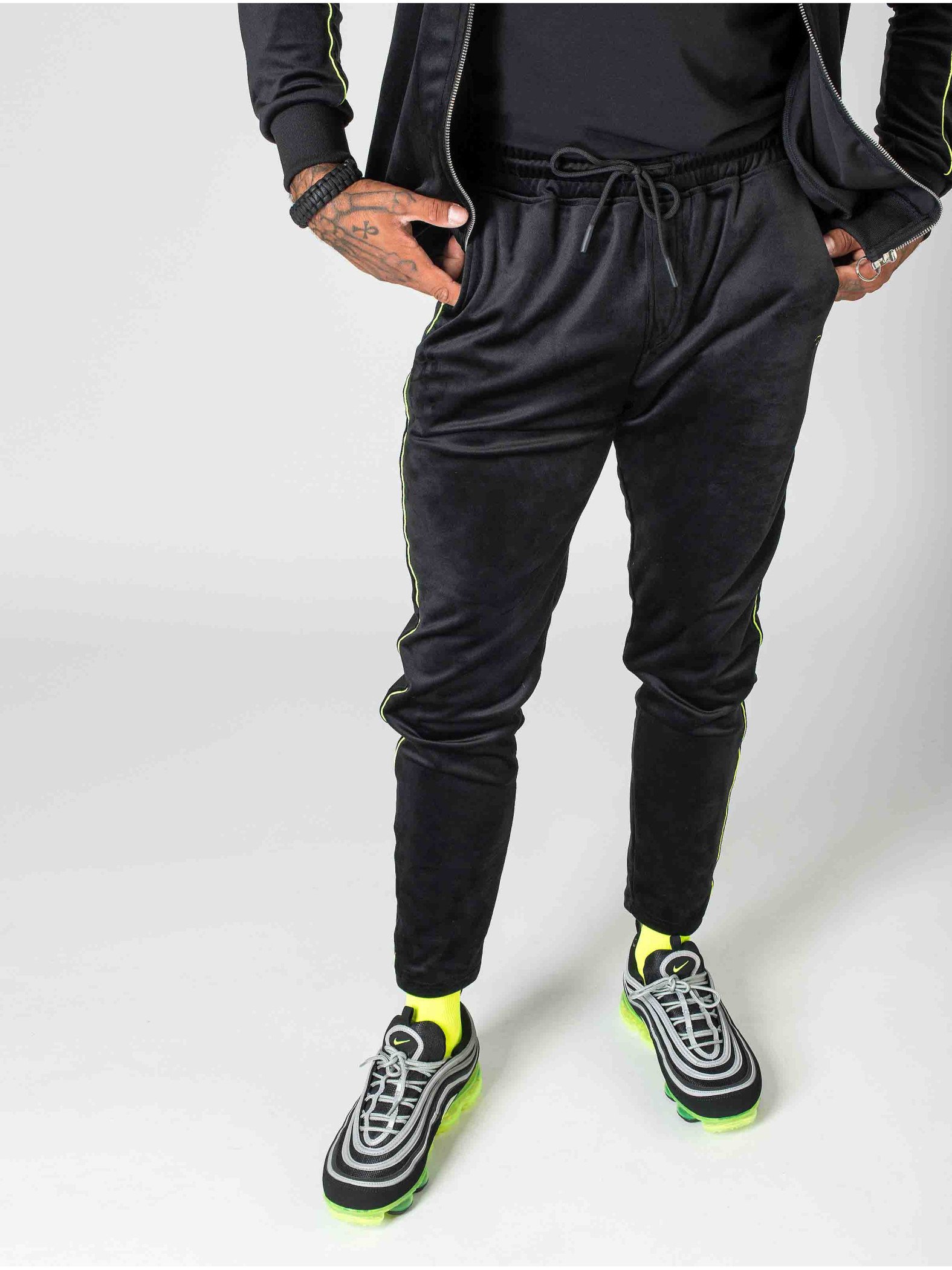 Jogging en velours à pipings fluo Homme Project X Paris