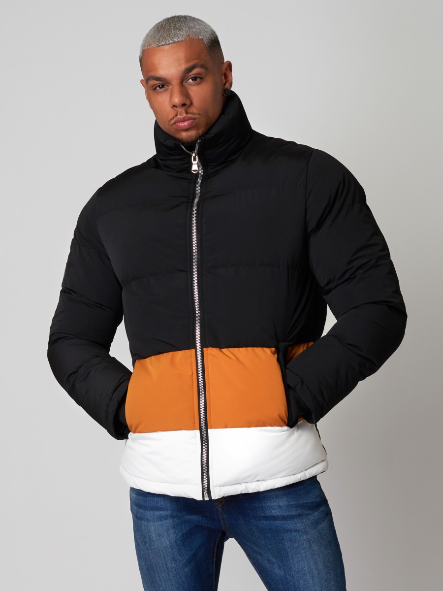 Short Puffer Jacket with Stand-Up Collar