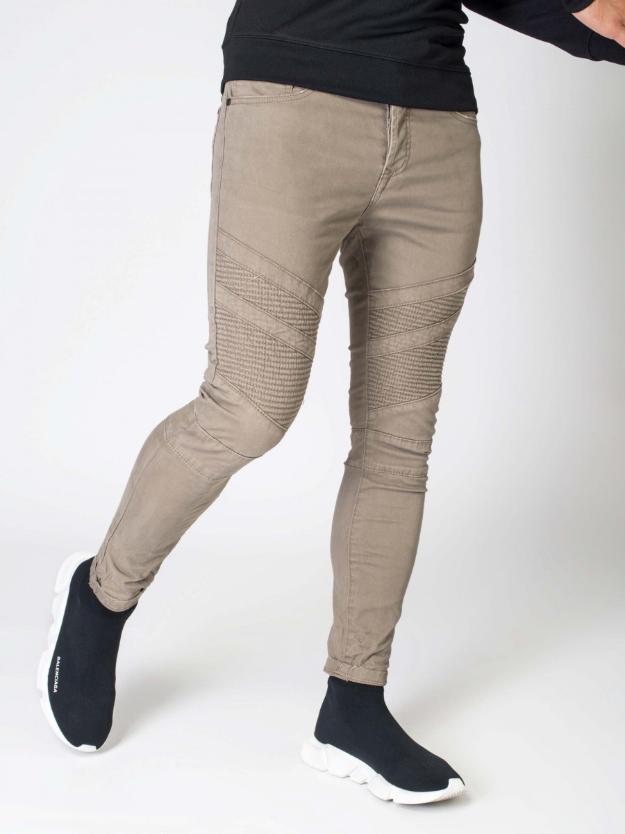 Slim Fit Biker Jeans with Patches