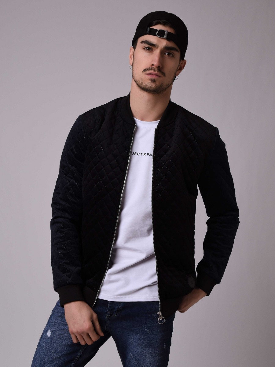 Quilted teddy-collar jacket