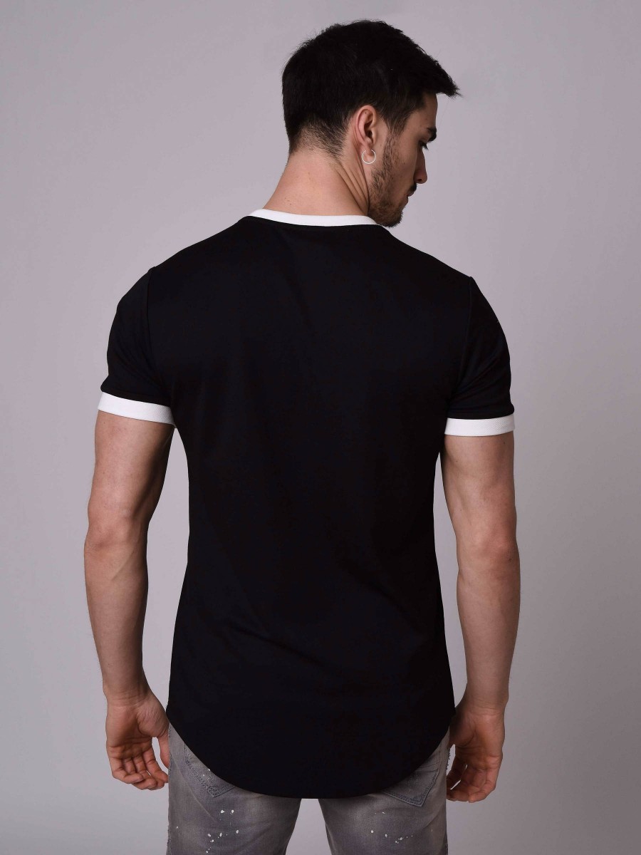 T-shirt bicolore et bi-matière Homme Project X Paris