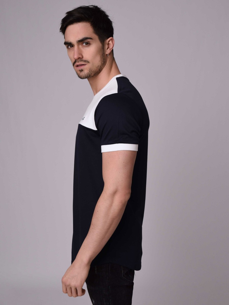 T-shirt bicolore et bi-matière Homme Project X Paris