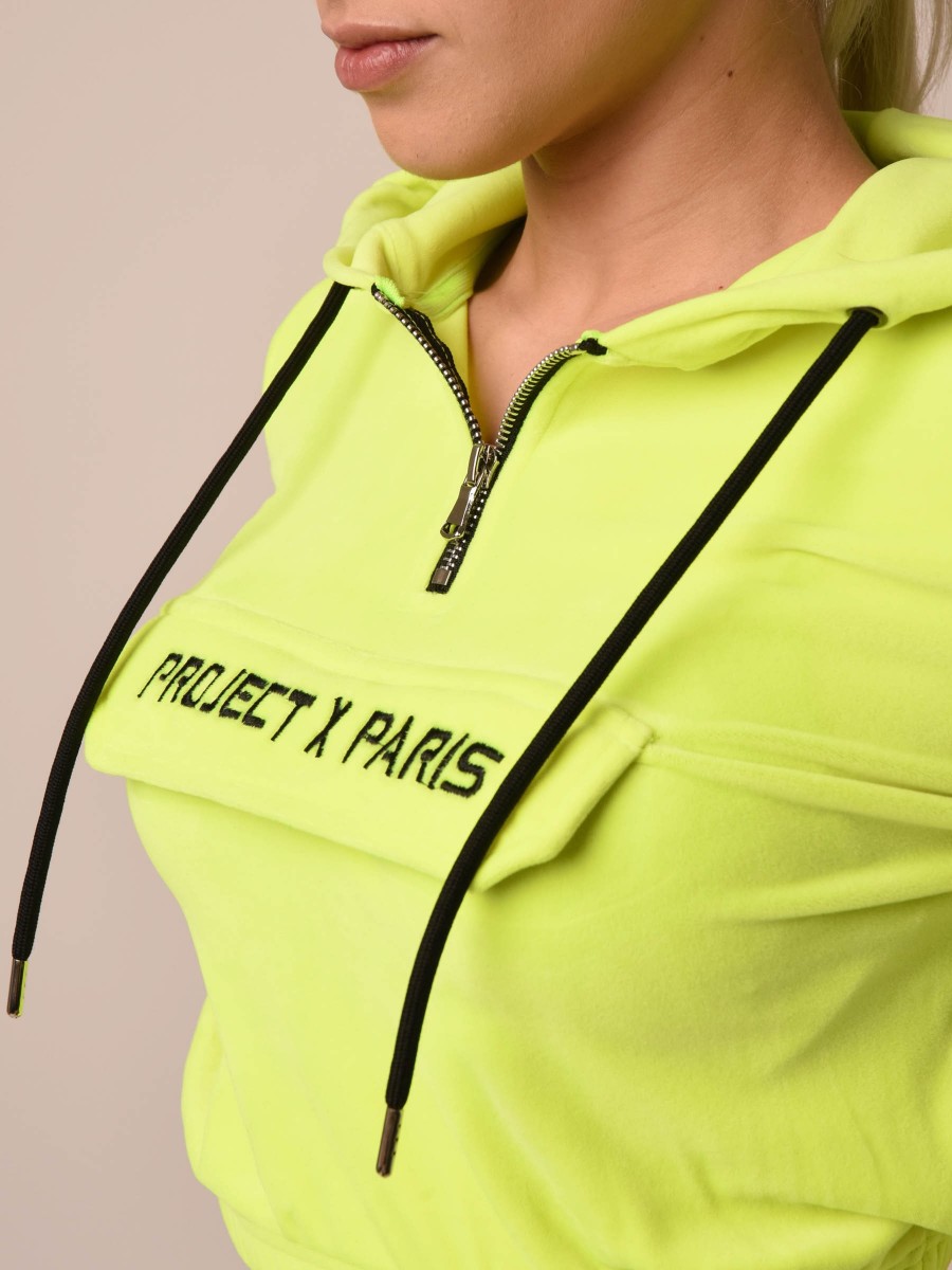 Sweat velours court à capuche femme Project X Paris