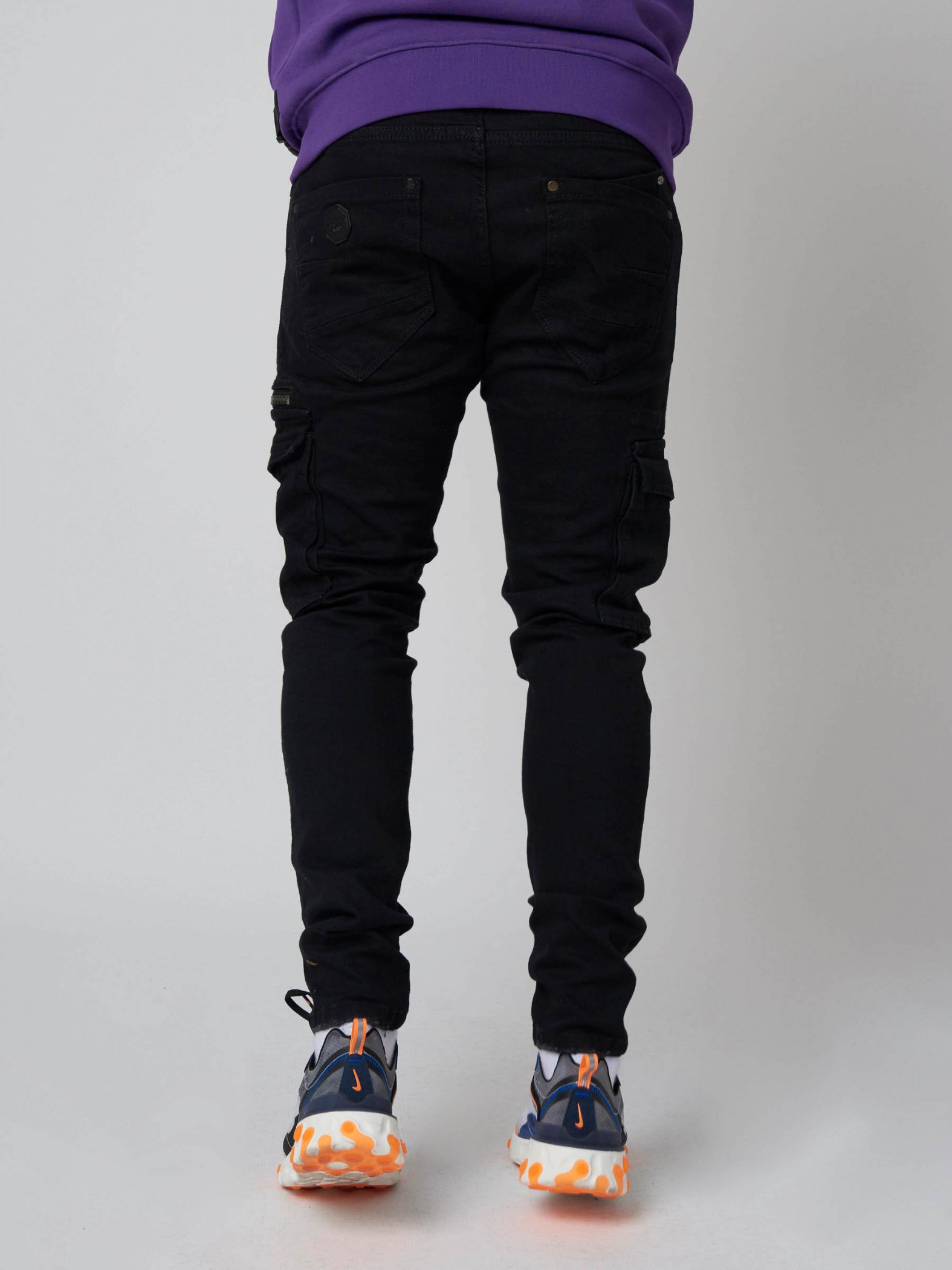 Men's Skinny Fit Ripped Cargo Jeans in Black Project X Paris