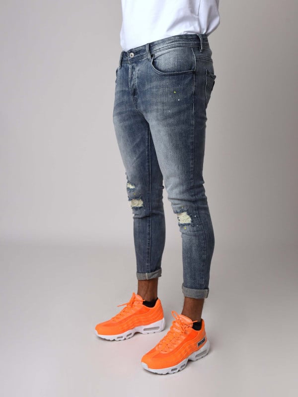 Jean bleu délavé coupe skinny Homme Project X Paris