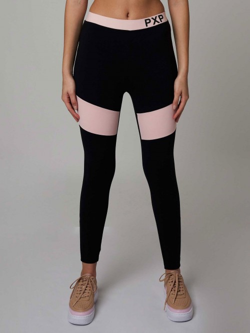 Leggings with elastic waistband and cut-out - Rose