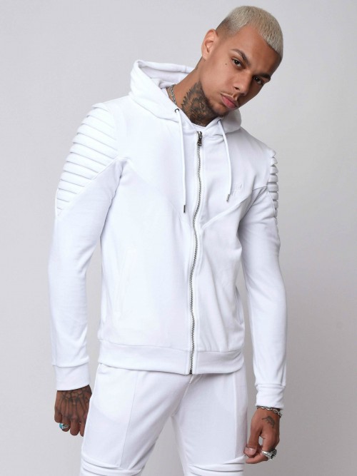 Velvet hooded jacket - White