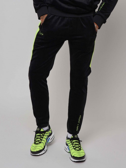 Calças de jogging de veludo com punho em contraste - Giallo fluorescente