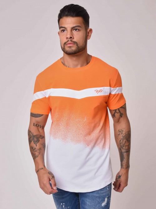 T-Shirt mit Druck in Spraydosenoptik - Orange