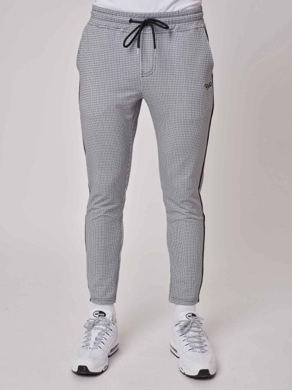 mens grey check joggers