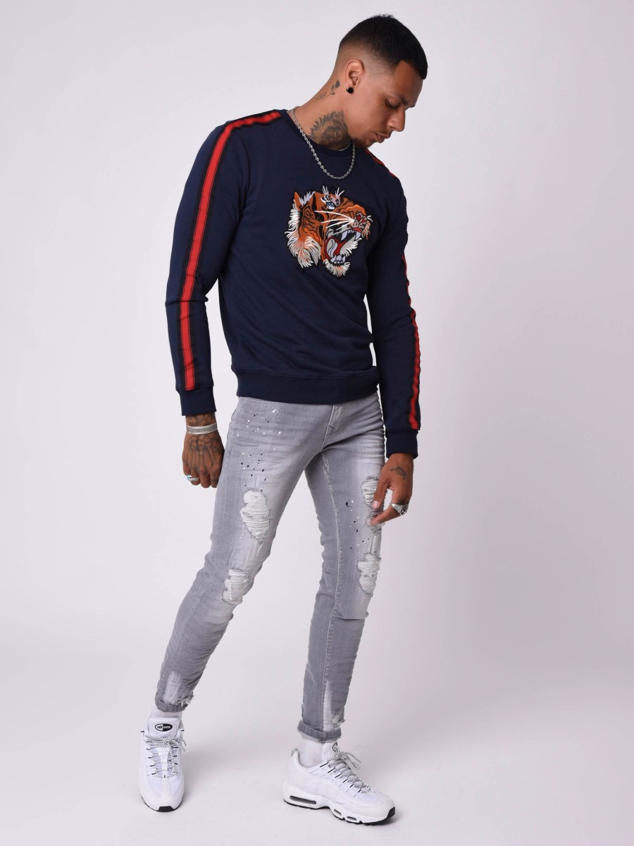 Sweatshirt with Tiger Patch