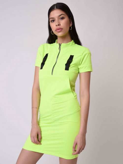 Short sleeve dress - Fluorescent yellow