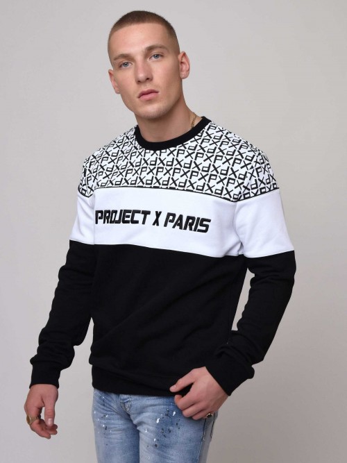 Sweatshirt mit Rundhalsausschnitt, PXP-Einsatz all over



 und Logo-Stickerei - Weiß
