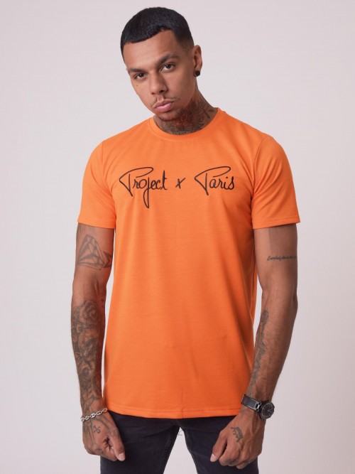 Tee-shirt basic broderie Essentials Project X Paris - Orange