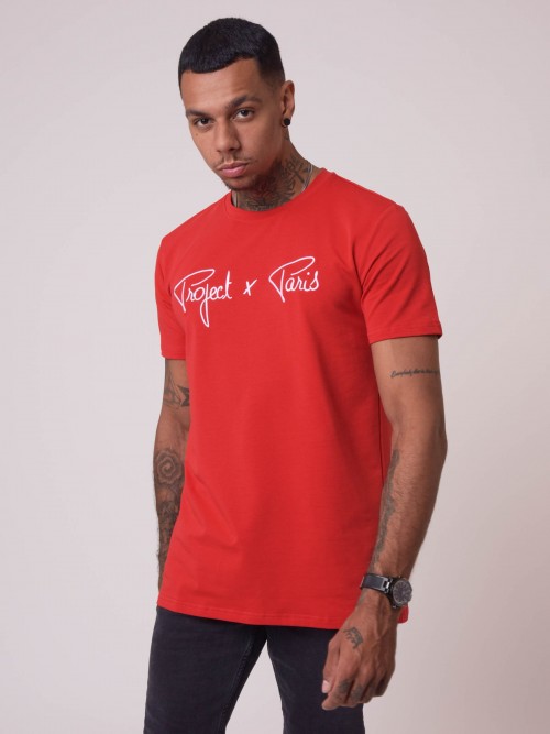 Tee-shirt basic broderie Essentials Project X Paris - Rouge
