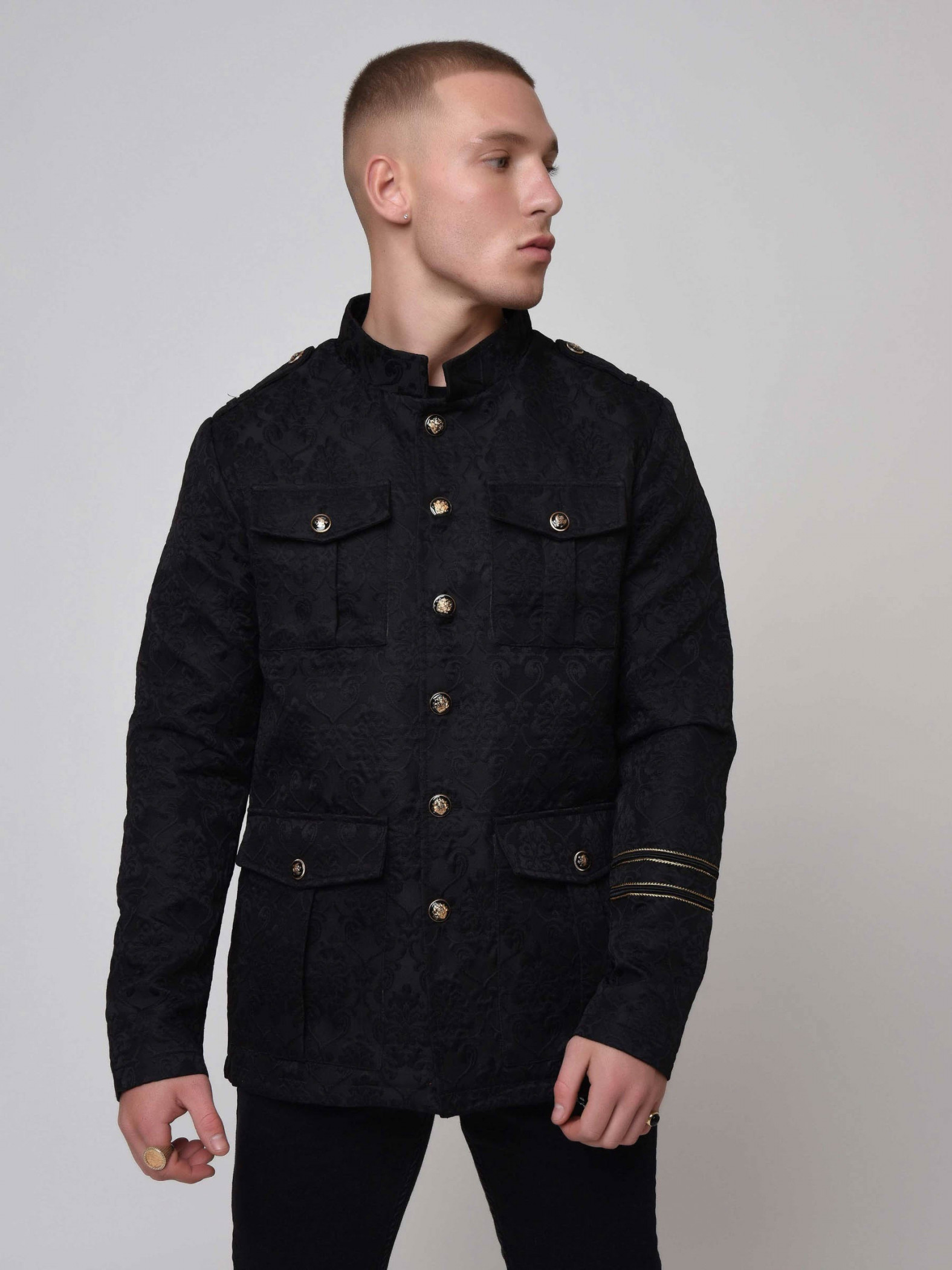 Officer Style Embossed Jacket