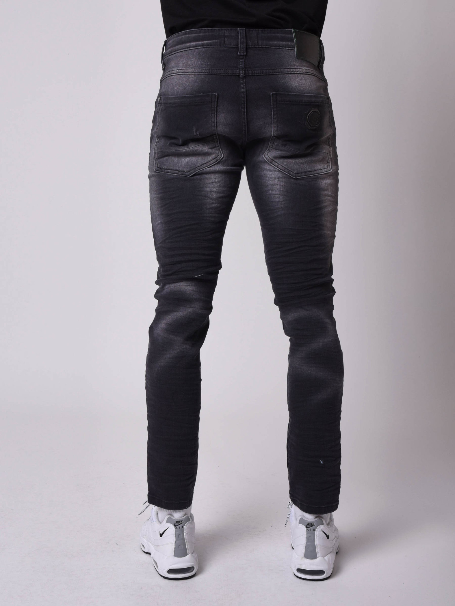 Washed black Skinny Jeans with Visible zipper
