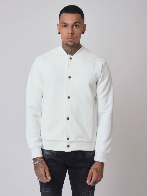 Basic jacket with teddy collar, armhole relief - White