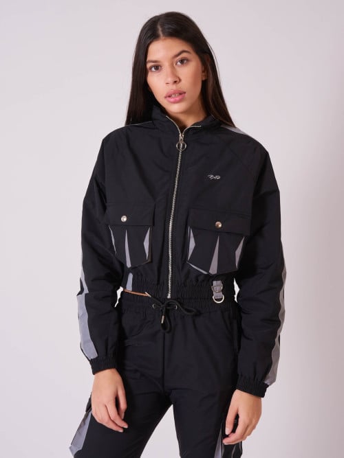 Veste courte poches oversize - Noir