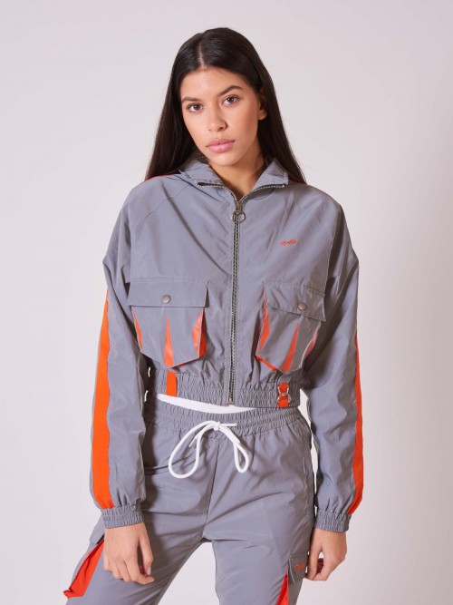 Short jacket with oversized pockets - Orange