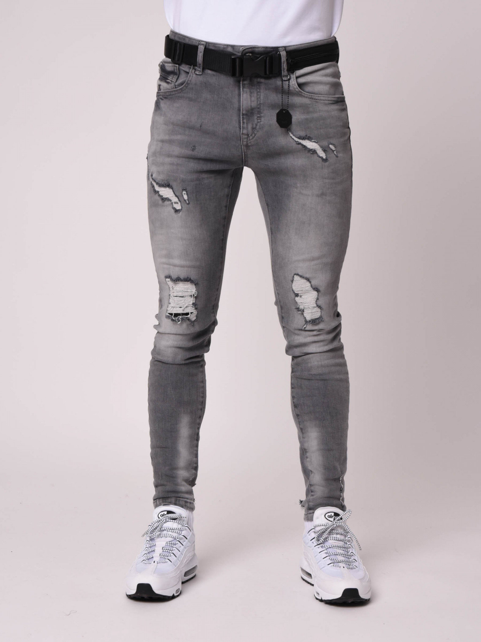 DML homme slim skinny jeans gris enduit Casual Denim Classic Pantalon