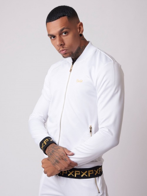 Teddy-collar jacket with gold lettering - White