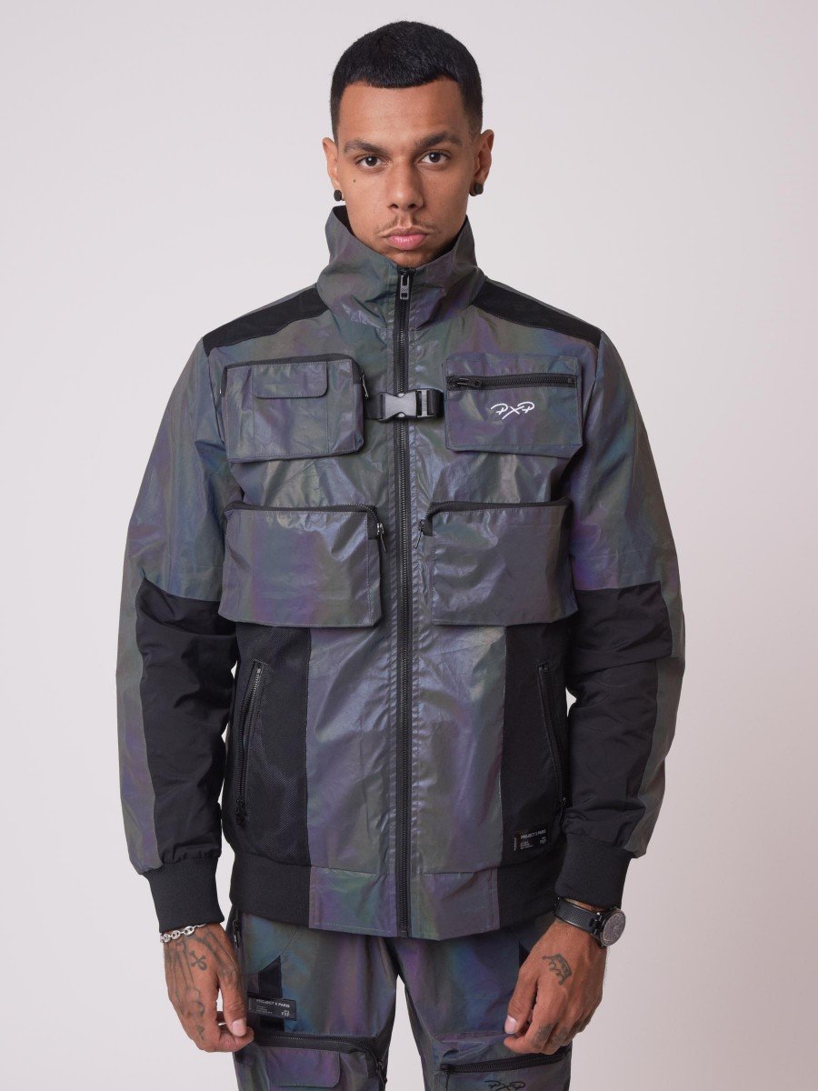 High Funnel neck Jacket with metal reflect