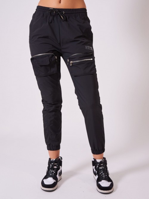 Pantalones de chándal con bolsillos en relieve - Negro