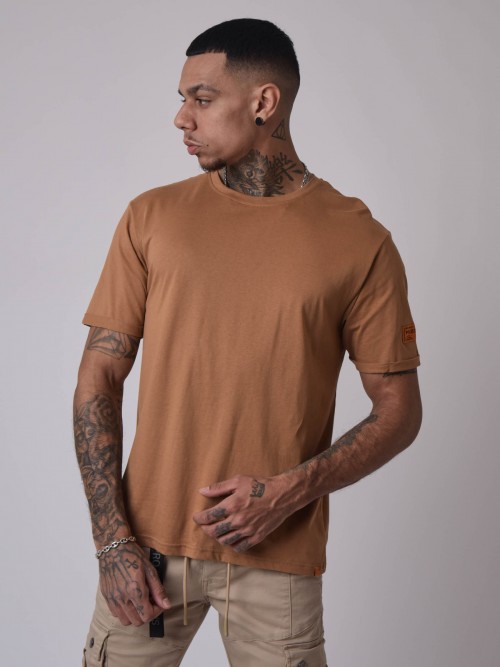 Loose Basic T-Shirt orangefarbene Etiketten - Beige