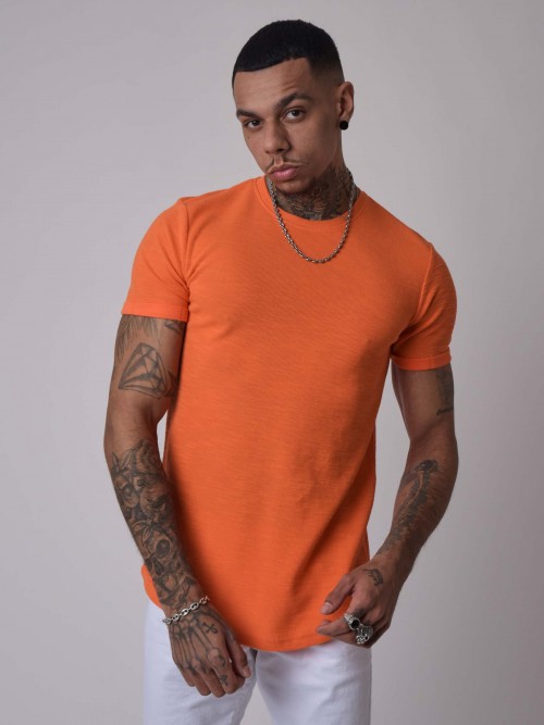 Camiseta básica jaspeada - Naranja