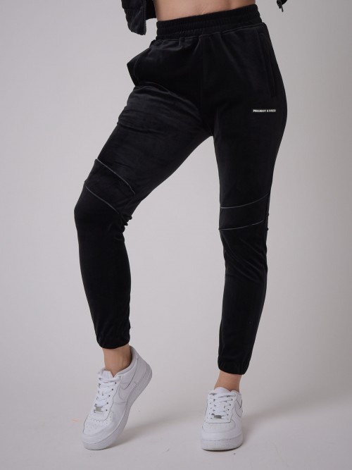 Basic jogging bottoms with contrasting pipings - Black