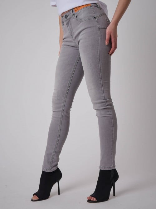 Jeans Skinny fit push-up logo label - Hellgrau