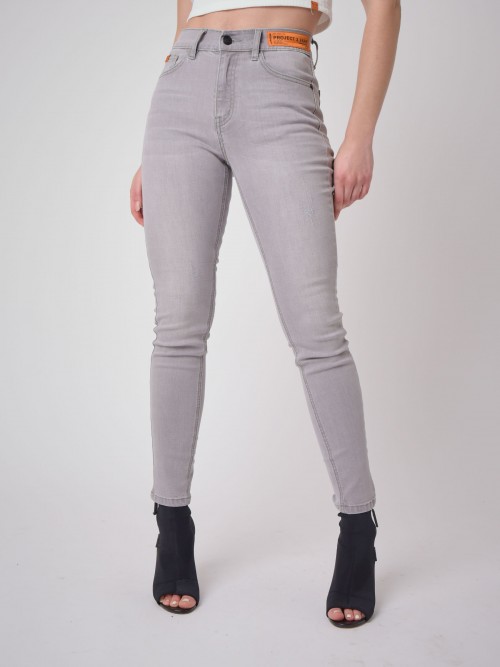 Jeans Skinny fit Etikett Logo - Hellgrau
